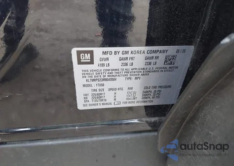 2021 Chevrolet Trailblazer Fwd Lt из США, поврежденный, VIN KL79MPS23MB040504